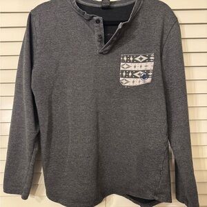 Volcom Charcoal Henley with Patterned Pocket